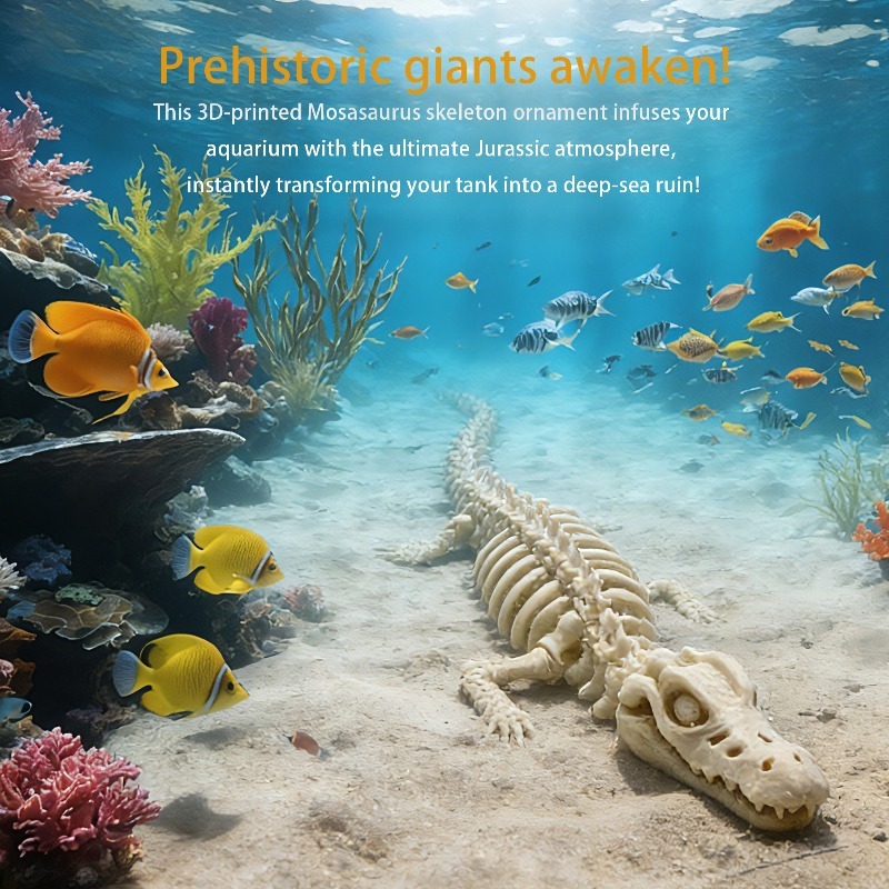 Marine Aquarium Used - 1 Pezzo Scheletro Realistico di Mosasauro,